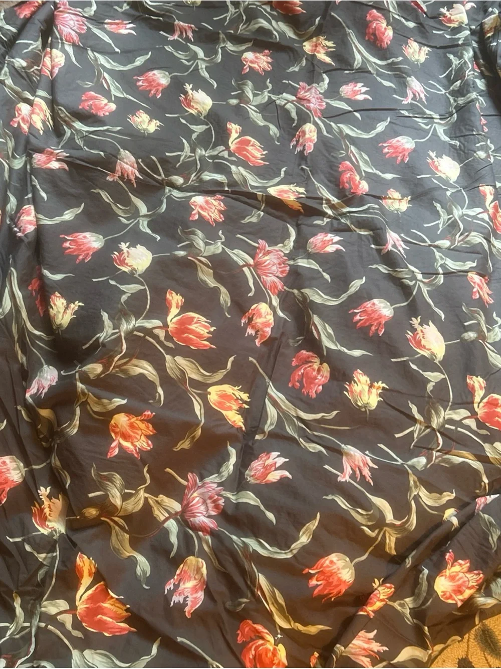 IKEA Full/Queen Duvet Cover&  Pillow Shams Floral Botanical Black 86x86. Good